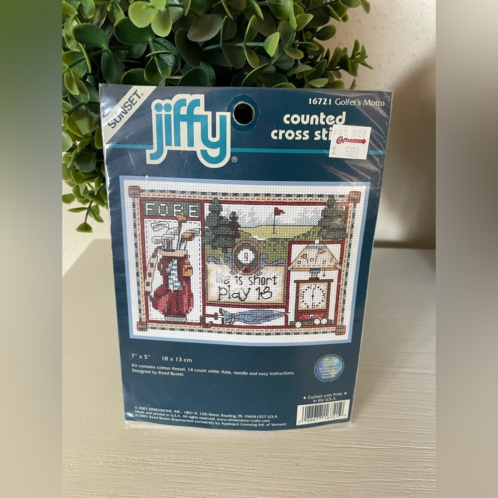 Vintage Golf Dimensions Sunset Jiffy Golfer's Motto Cross Stitch Kit 16721